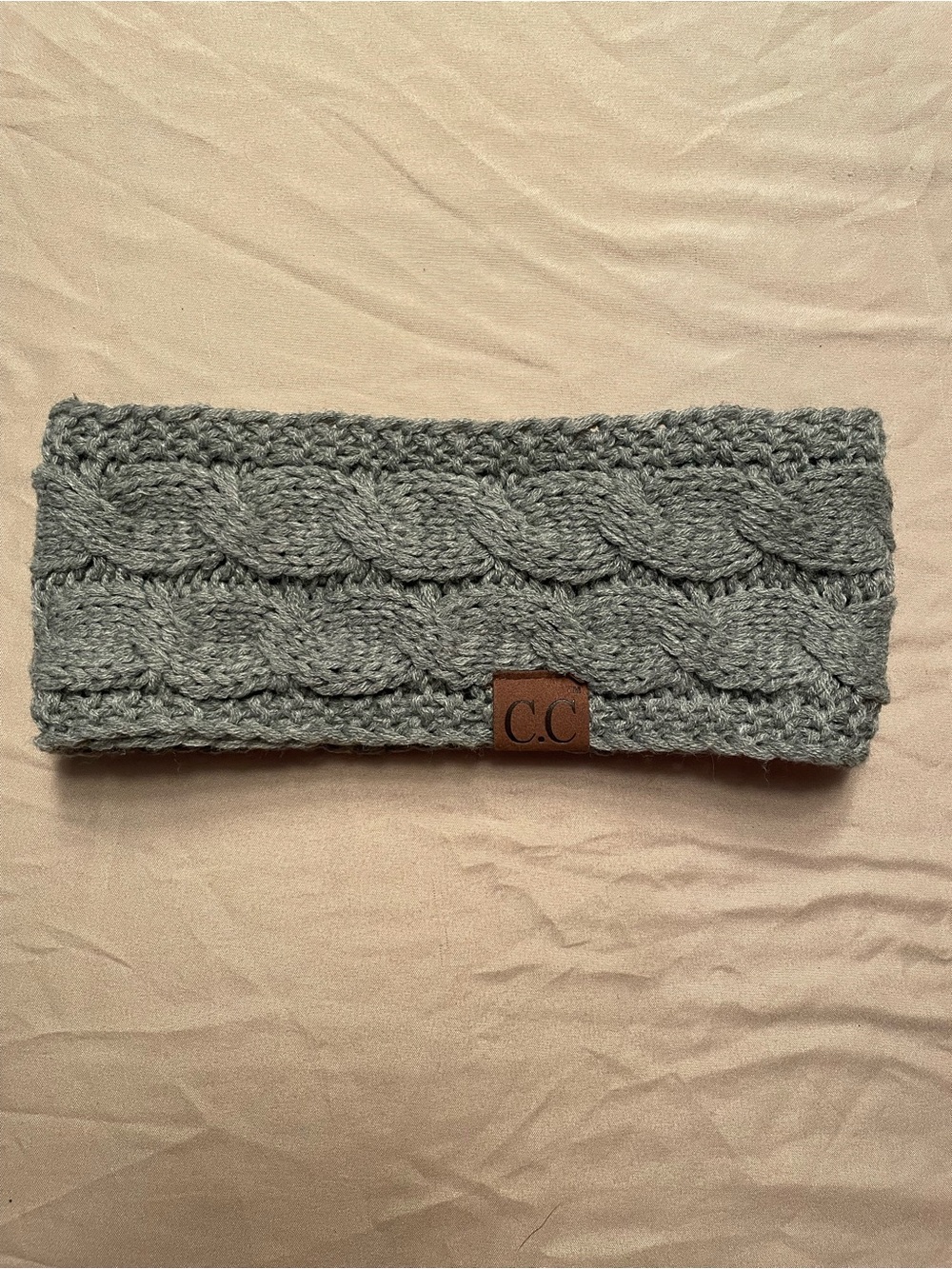 C.C Cable Knit Ear Warmer Headband - Light Gray